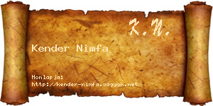 Kender Nimfa névjegykártya
